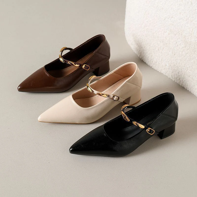Damen elegante Lederpumps mit Blockabsatz Heidi Mode - Image 4