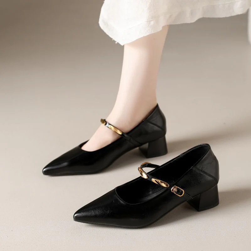 Damen elegante Lederpumps mit Blockabsatz Heidi Mode - Image 8