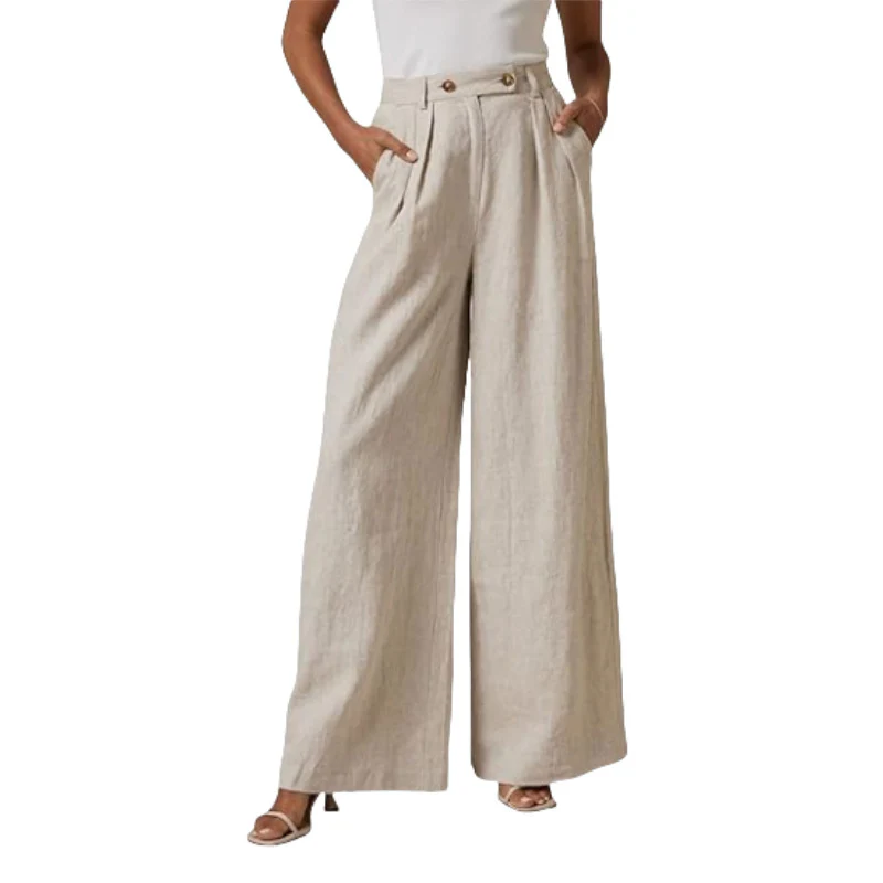 Damen Leinenhose Damen elegant mit hohem Bund - Image 3