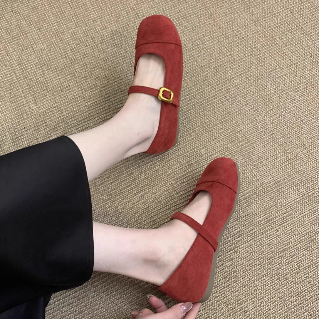 Damen elegante Mary Jane Ballerinas mit verstellbarem Riemen und modischem Wildlederoberteil Heidi Mode - Image 3