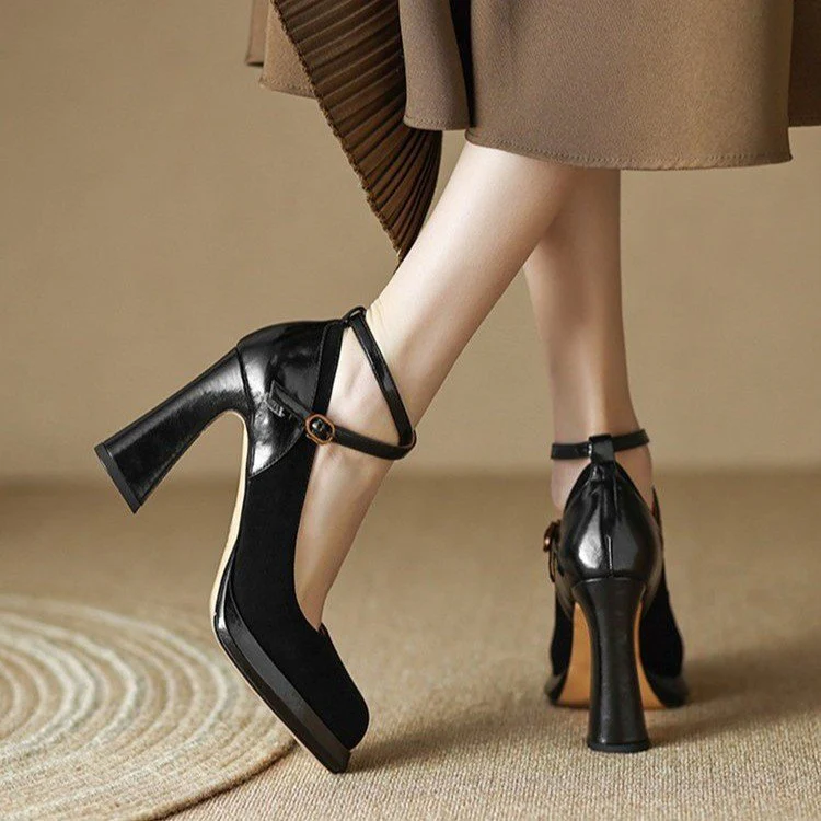 Damen Elegante Mary Jane Pumps mit Luxuriösem Blockabsatz Heidi-Mode - Image 3