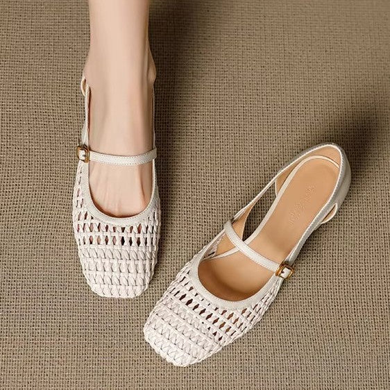 Damen elegante Mary Jane Pumps mit modischem Geflecht und bequemem Blockabsatz Heidi Mode - Image 2