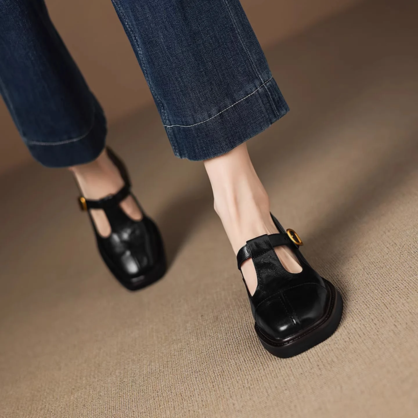 Damen elegante Mary Janes mit hochwertiger Lederoberfläche und komfortablem Blockabsatz Heidi Mode - Image 3