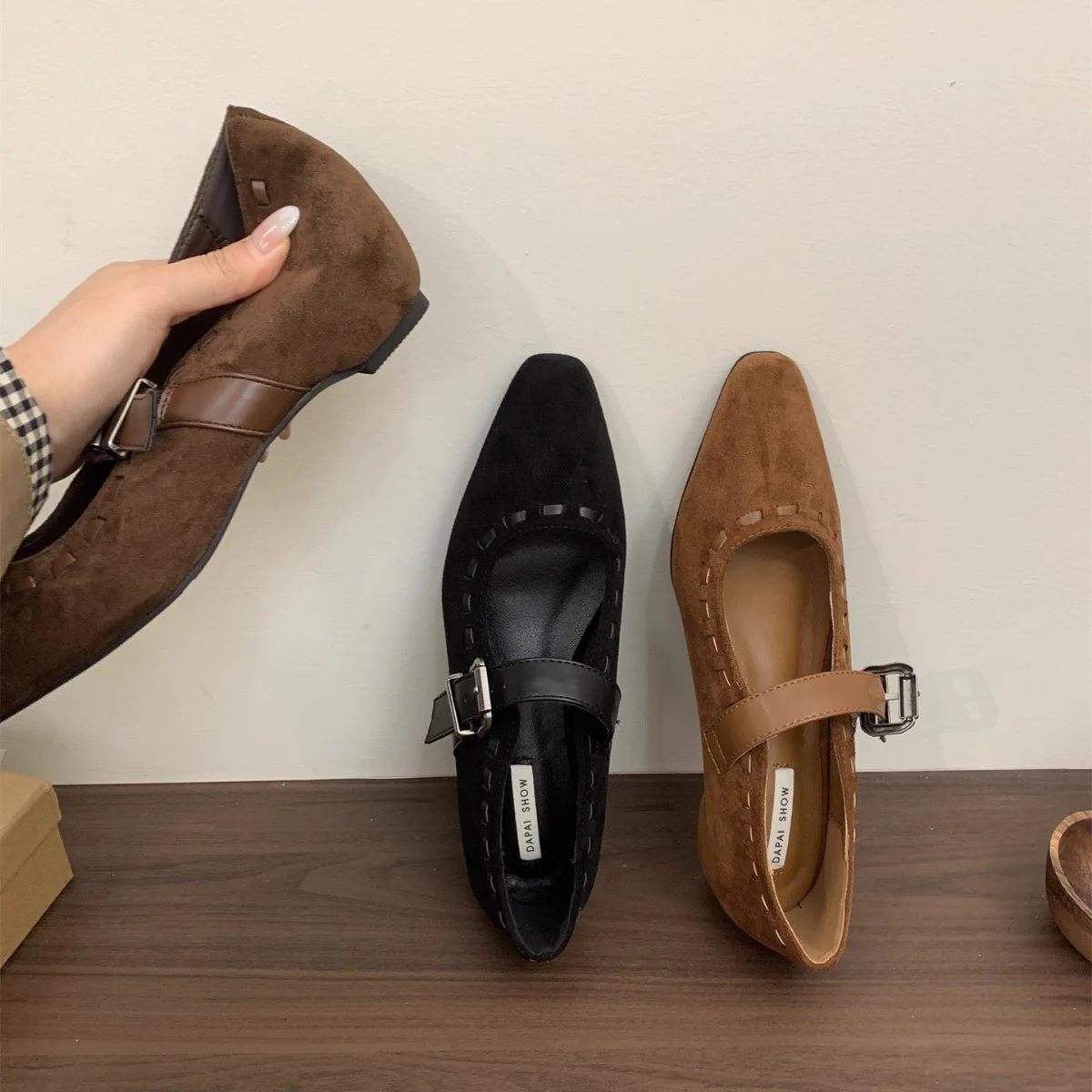 Damen elegante Mary Janes mit modischer Schnalle und hochwertiger Wildlederoberfläche Heidi Mode - Image 3