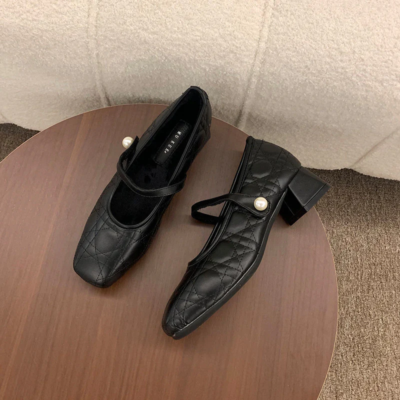 Damen elegante Mid-Heel Ballerinas mit dekorativen Riemen Heidi Mode - Image 7
