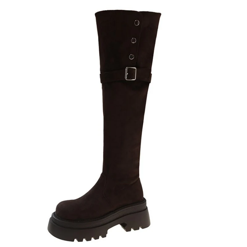 Damen Elegante Overknee-Stiefel mit modischem Riemen und Knopfdetails Heidi Mode - Image 6