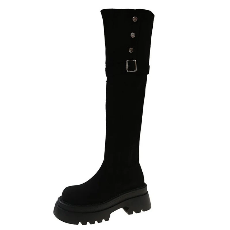 Damen Elegante Overknee-Stiefel mit modischem Riemen und Knopfdetails Heidi Mode - Image 8