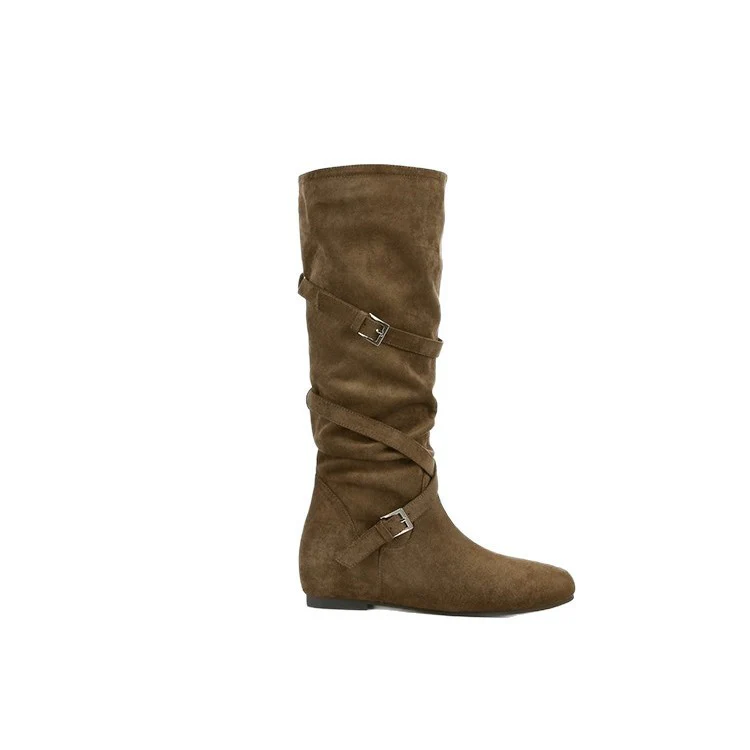 Damen Elegante Overknee-Stiefel mit modischem Schnallen-Detail und weichem Wildleder Heidi Mode - Image 6