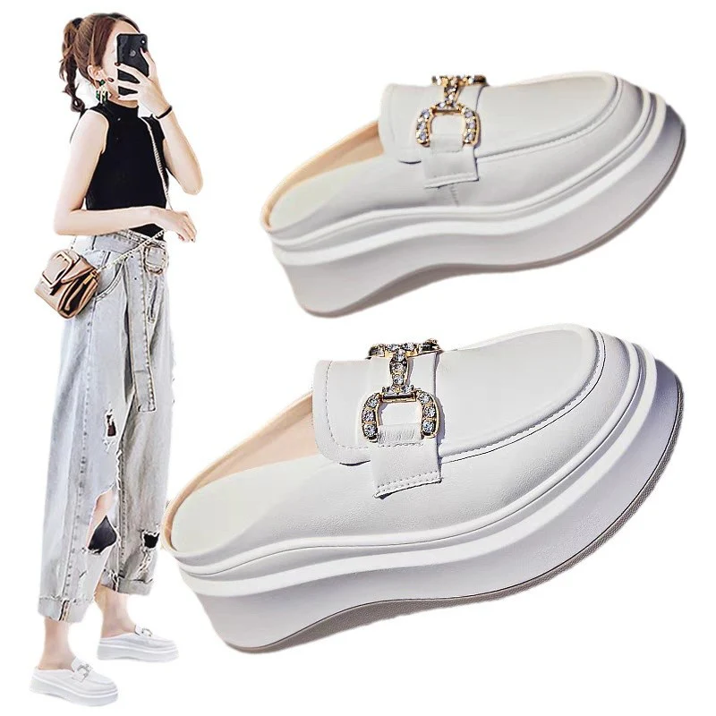 Damen elegante Plateau-Mules mit glänzenden Dekorelementen Heidi Mode - Image 5