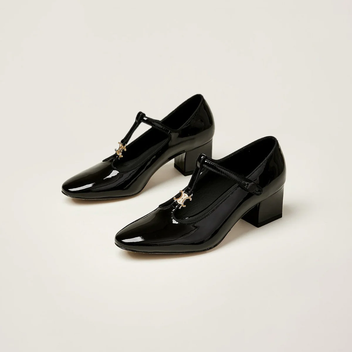 Damen elegante Pumps mit modischem T-Riemen und glänzender Oberfläche Heidi Mode - Image 4