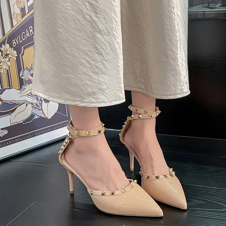 Damen Elegante Pumps mit transparentem Riemen und dekorativen Nieten Heidi Mode - Image 2