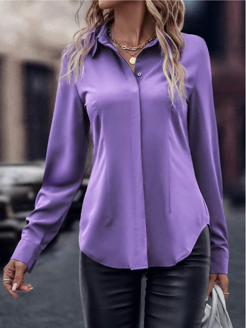 Damen elegante Satinbluse mit klassischem Kragen und zeitlosem Schnitt Heidi Mode - Image 16