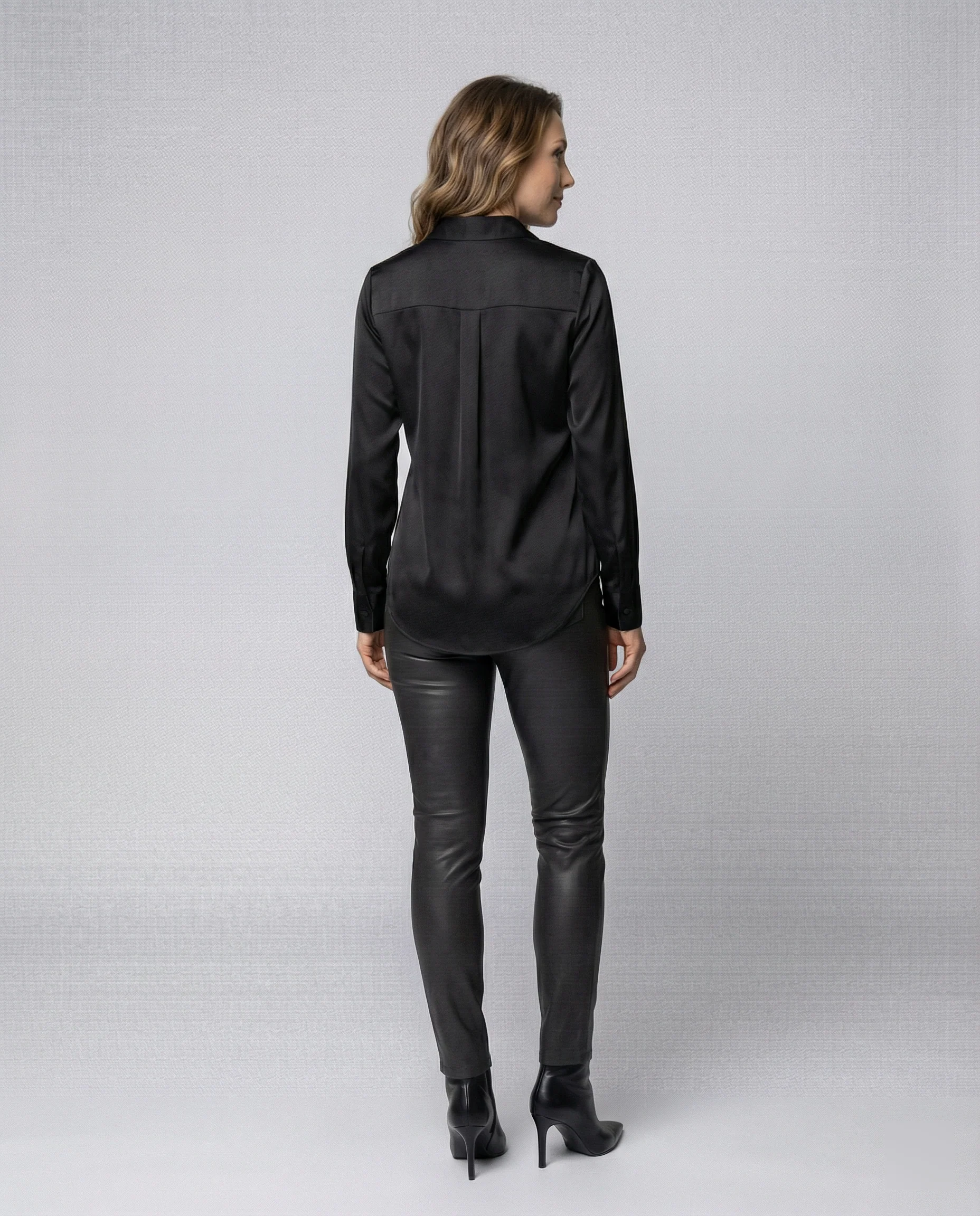 Damen elegante Satinbluse mit klassischem Kragen und zeitlosem Schnitt Heidi Mode - Image 3