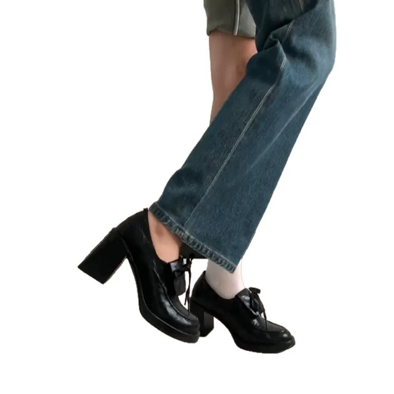 Damen elegante Schnürpumps mit hochwertiger Lederoberfläche und trendigem Blockabsatz Heidi Mode - Image 5