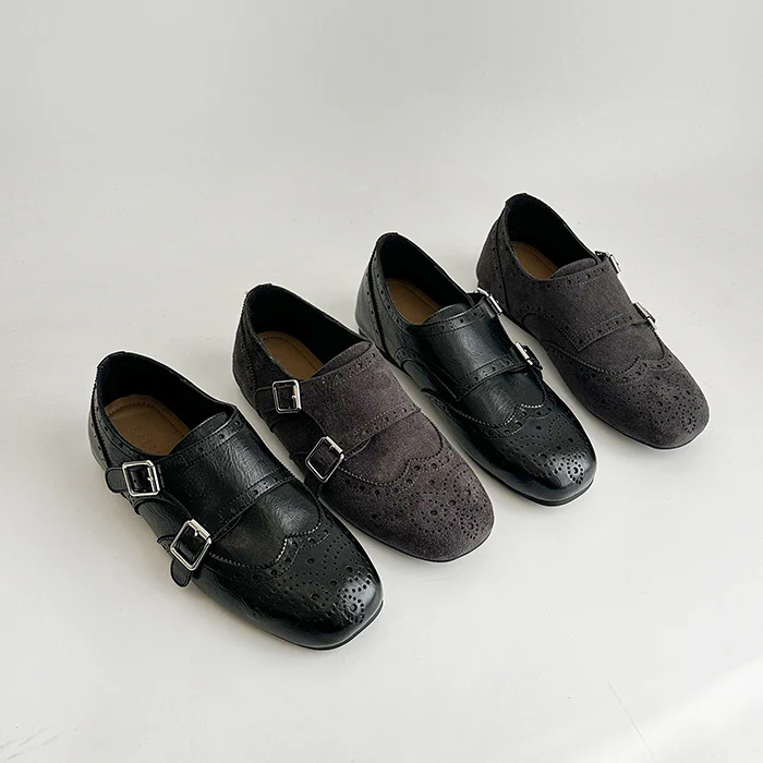Damen Elegante Schnürschuhe mit doppeltem Riemen und feinem Brogue-Muster Heidi Mode - Image 2