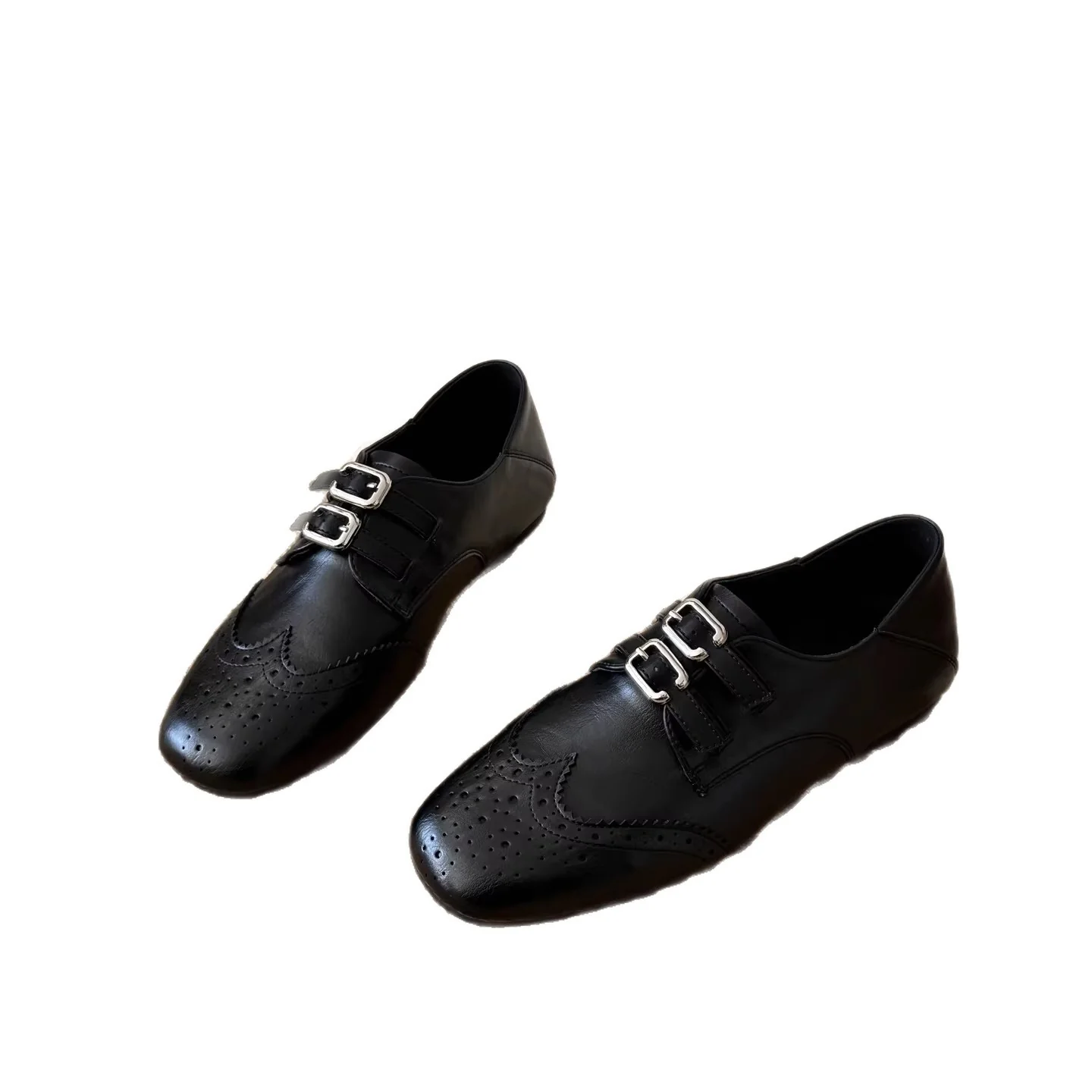 Damen Elegante Schnürschuhe mit doppeltem Schnallenverschluss und perforierten Details Heidi Mode - Image 5