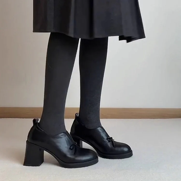 Damen Elegante Schnürschuhe mit modischem Schleifenakzent und blockiertem Absatz Heidi Mode - Image 2