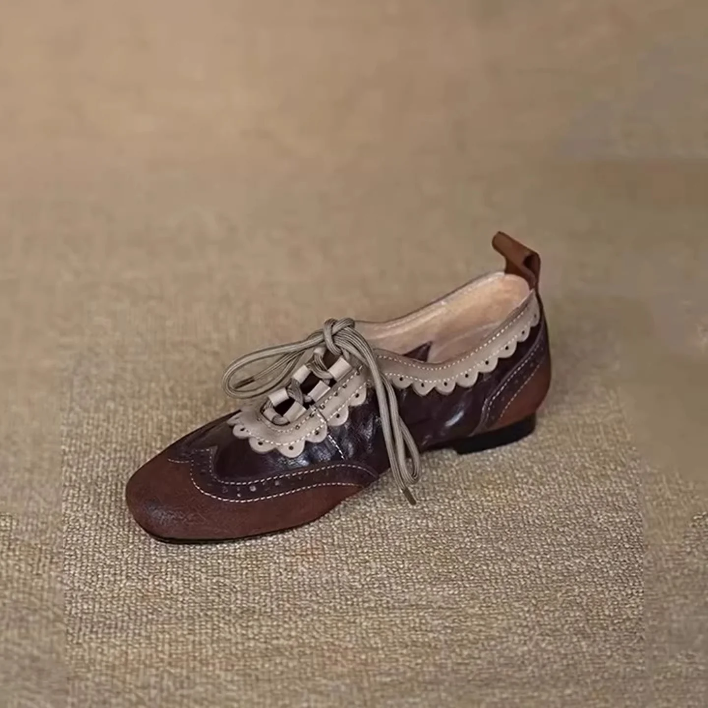 Damen elegante Schnürschuhe mit modischem Wellenmuster und feiner Ziernaht Heidi Mode - Image 3
