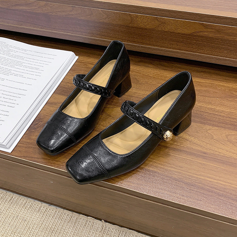 Damen elegante Sling-Pumps mit dekorativem Riemen und komfortablem Blockabsatz Heidi Mode