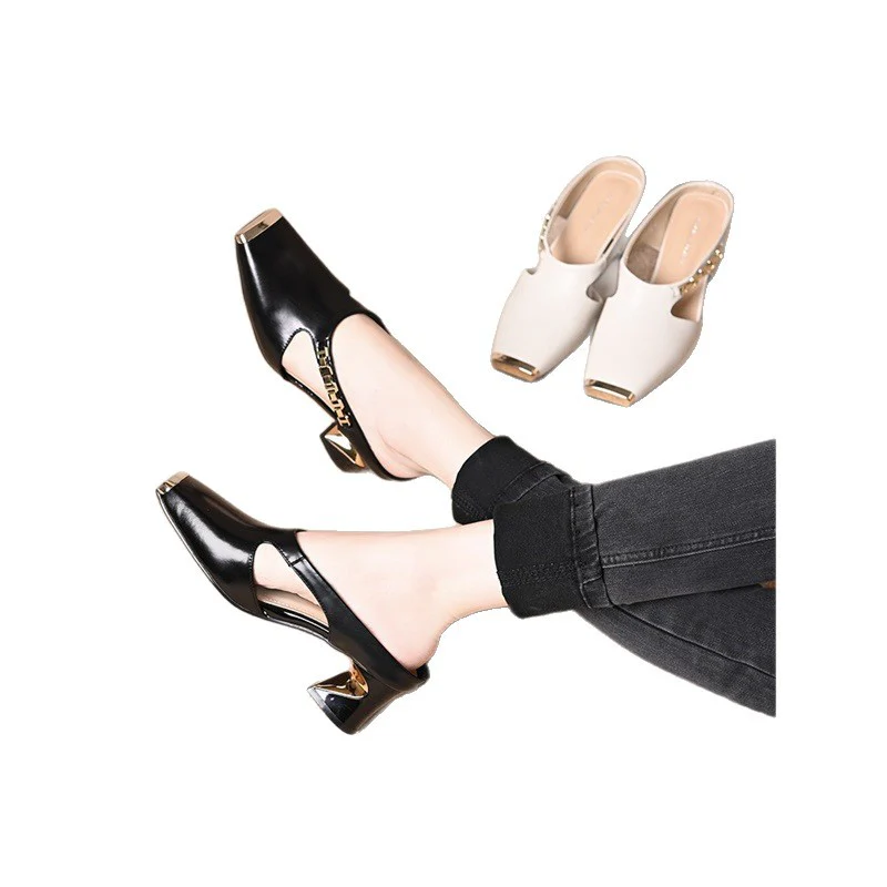 Damen elegante Sling-Pumps mit modischem Blockabsatz und glänzenden Akzenten Heidi Mode - Image 5