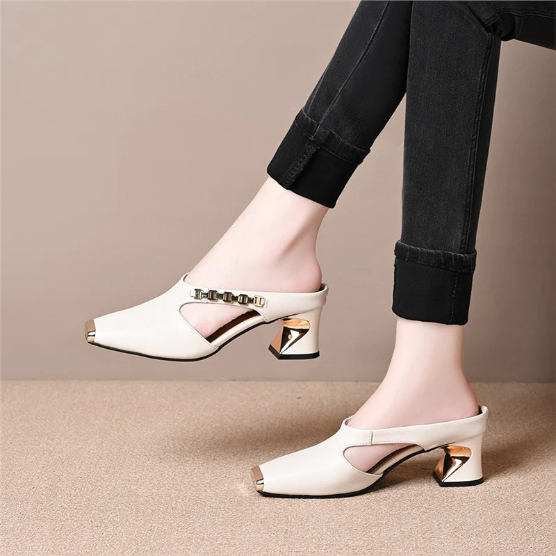 Damen elegante Sling-Pumps mit modischem Blockabsatz und glänzenden Akzenten Heidi Mode - Image 6
