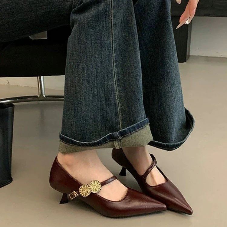 Damen elegante Sling-Pumps mit modischer Schnalle und hochwertigem Leder Heidi Mode - Image 2