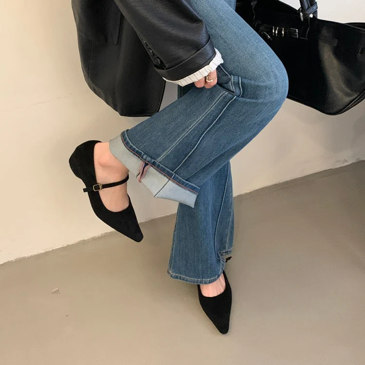 Damen elegante Slingback Ballerinas mit modischem Riemchen und hochwertigem Veloursleder Heidi Mode - Image 3