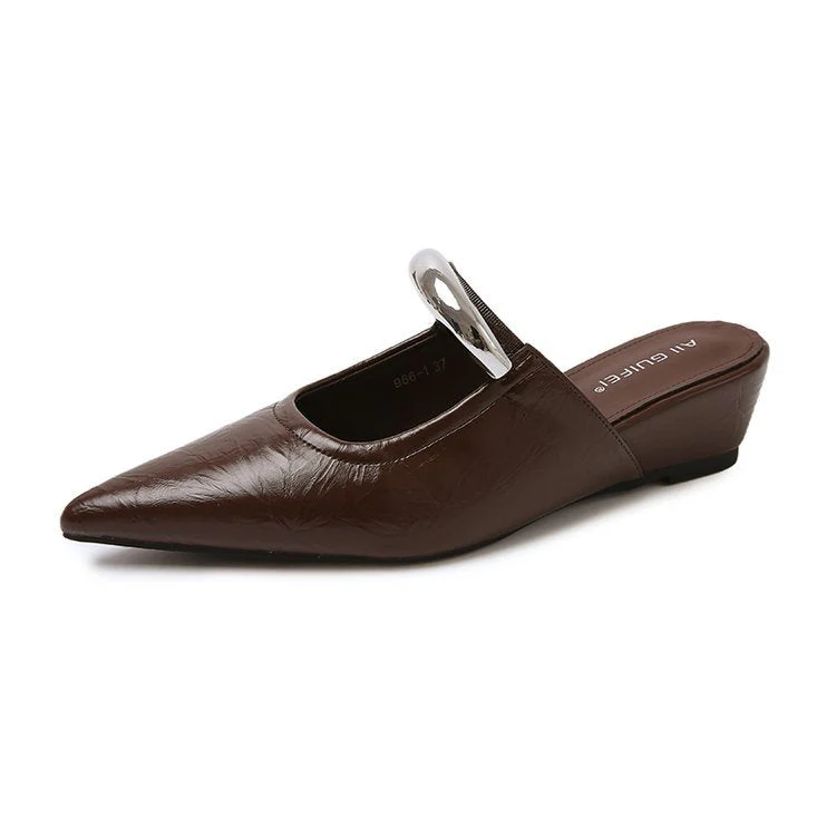 Damen Elegante Slingback Mules mit Spitzem Zehenbereich und Dekorativem Ketten-Detail Heidi-Mode - Image 6