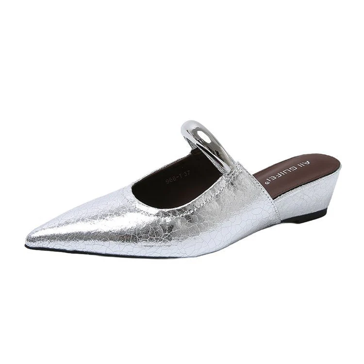 Damen Elegante Slingback Mules mit Spitzem Zehenbereich und Dekorativem Ketten-Detail Heidi-Mode - Image 8