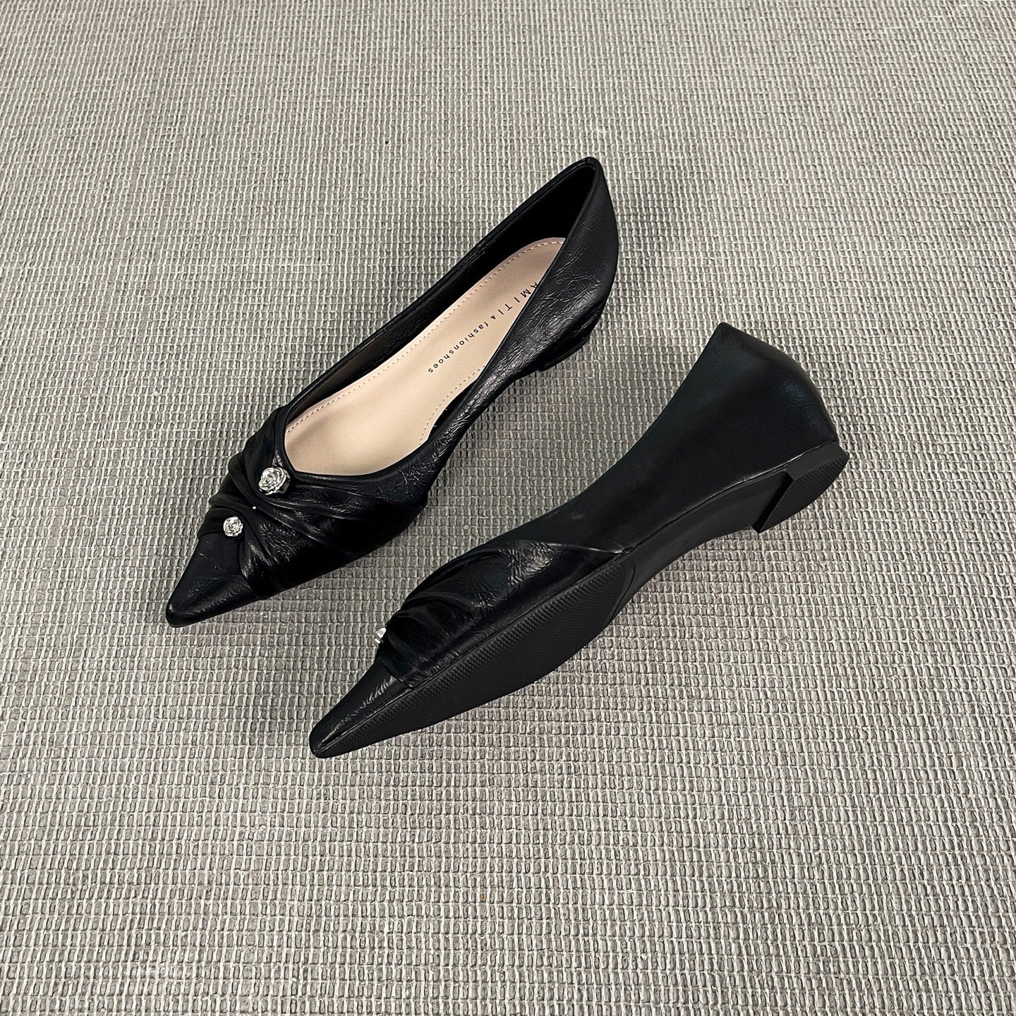 Damen elegante spitze Ballerinas mit kunstvollem Schleifenakzent Heidi Mode - Image 2