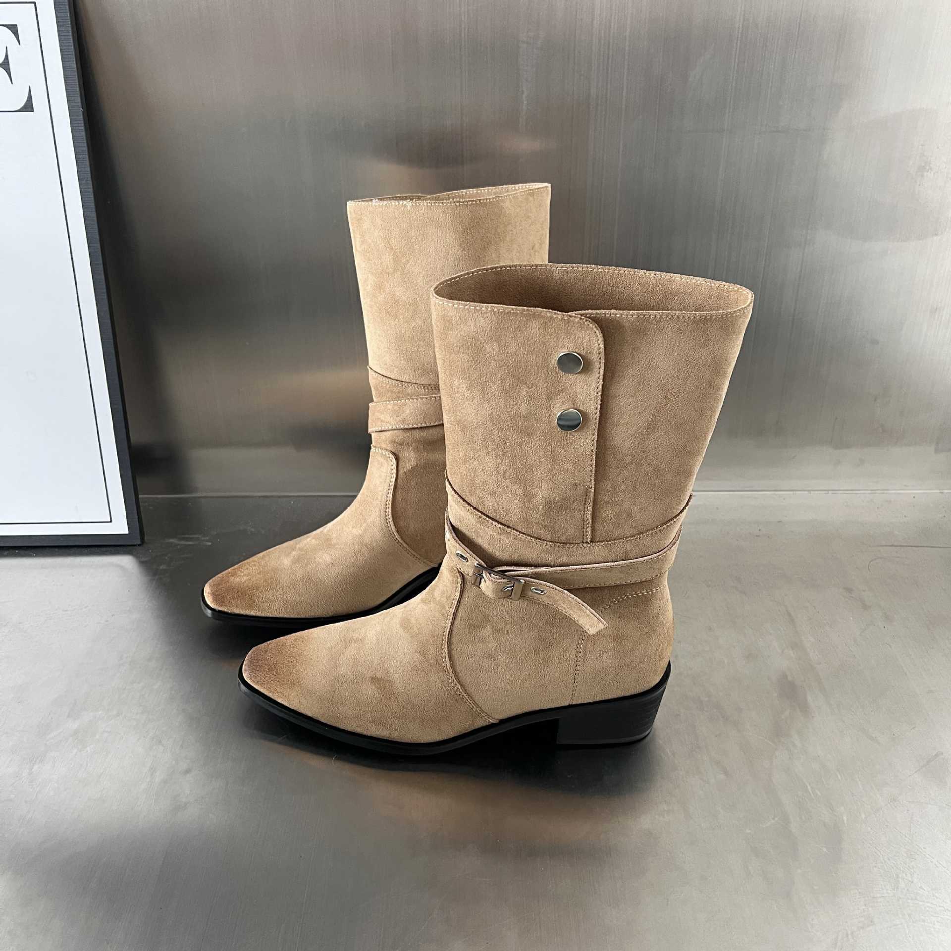 Damen Elegante Stiefel aus hochwertigem Wildleder mit modischem Schnallenverschluss Heidi Mode - Image 6