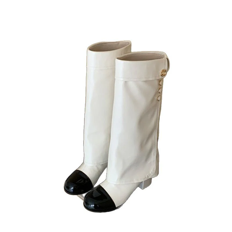 Damen Elegante Stiefel mit dekorativem Knopfdetail und Blockabsatz Heidi Mode - Image 5