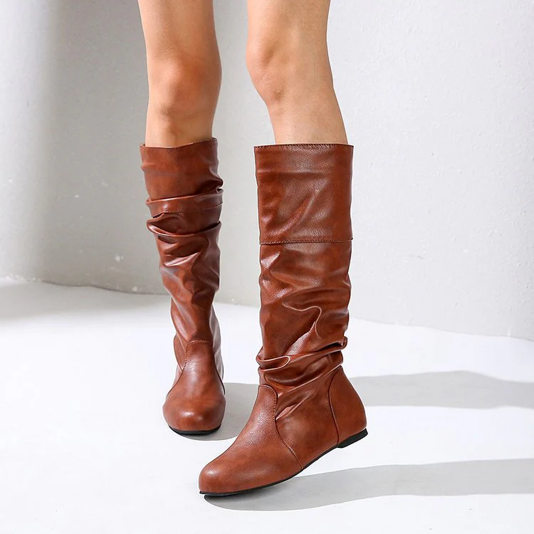 Damen Elegante Stiefel mit Modernem Falten-Design und Komfortablem Blockabsatz Heidi-Mode - Image 4