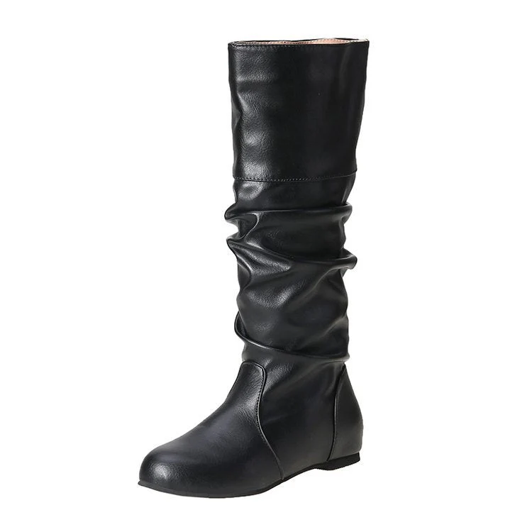 Damen Elegante Stiefel mit Modernem Falten-Design und Komfortablem Blockabsatz Heidi-Mode - Image 6