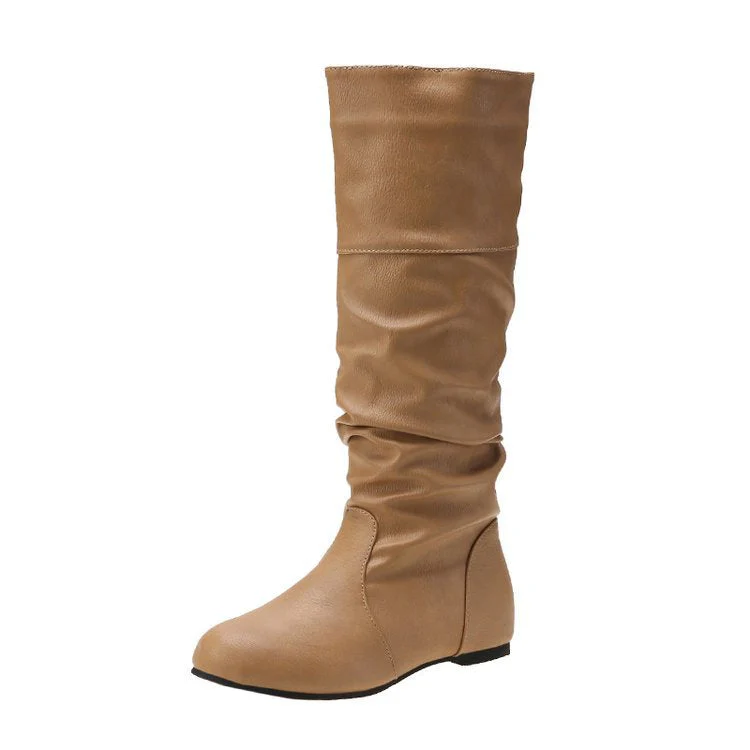 Damen Elegante Stiefel mit Modernem Falten-Design und Komfortablem Blockabsatz Heidi-Mode - Image 7