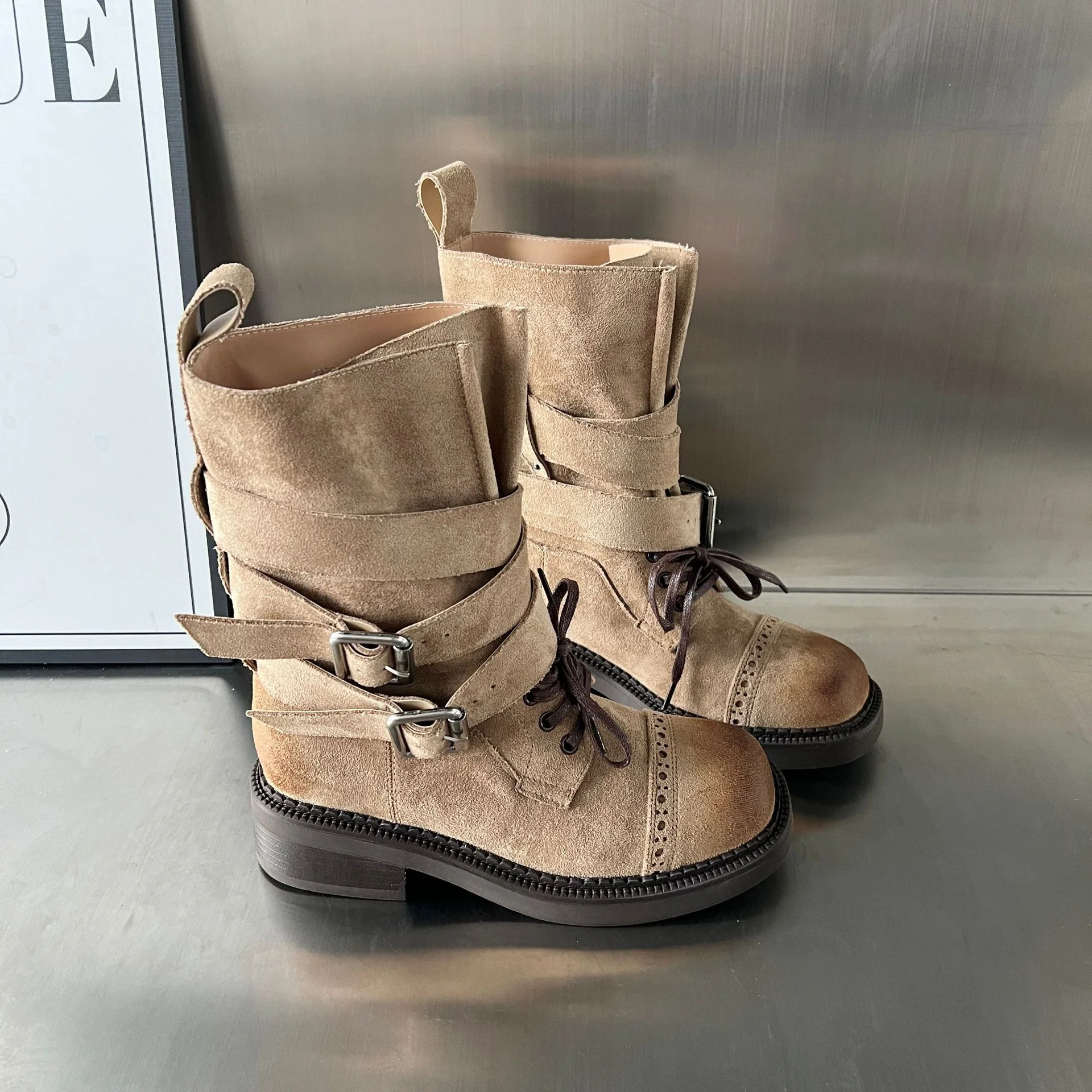 Damen elegante Stiefel mit modischen Schnallen und verstellbaren Riemen Heidi Mode - Image 4