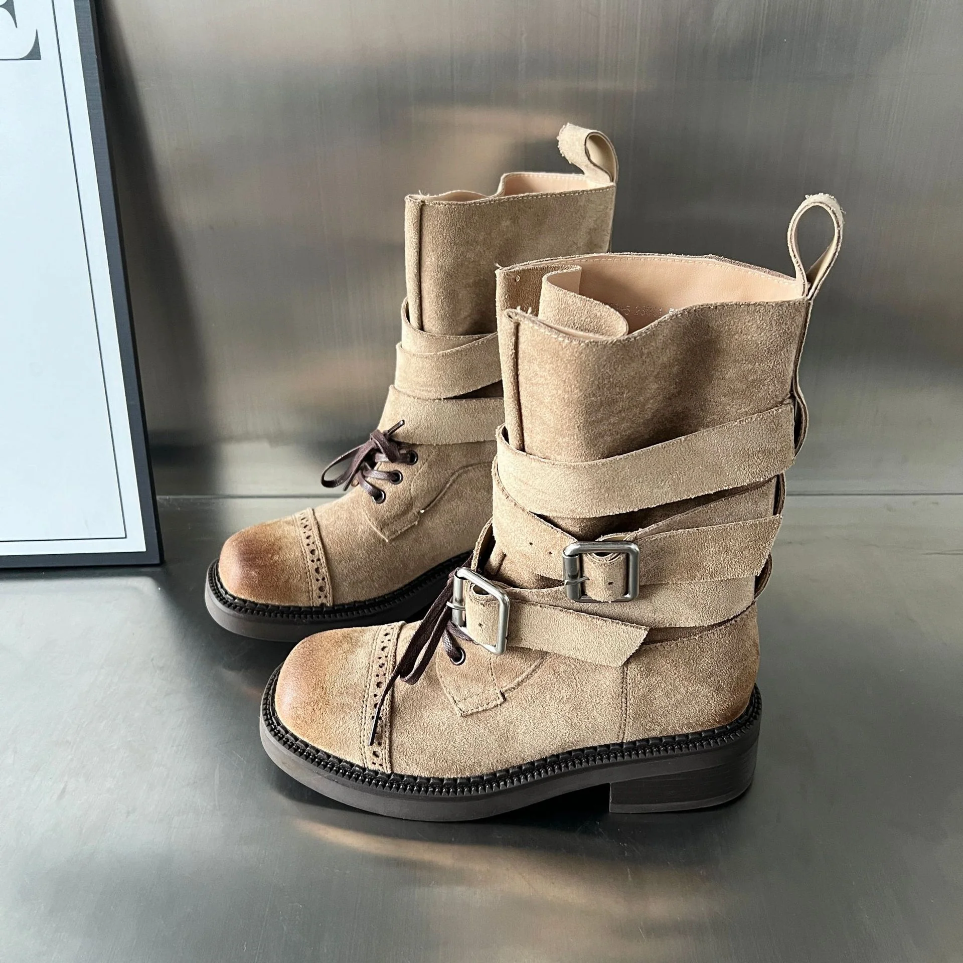 Damen elegante Stiefel mit modischen Schnallen und verstellbaren Riemen Heidi Mode - Image 6