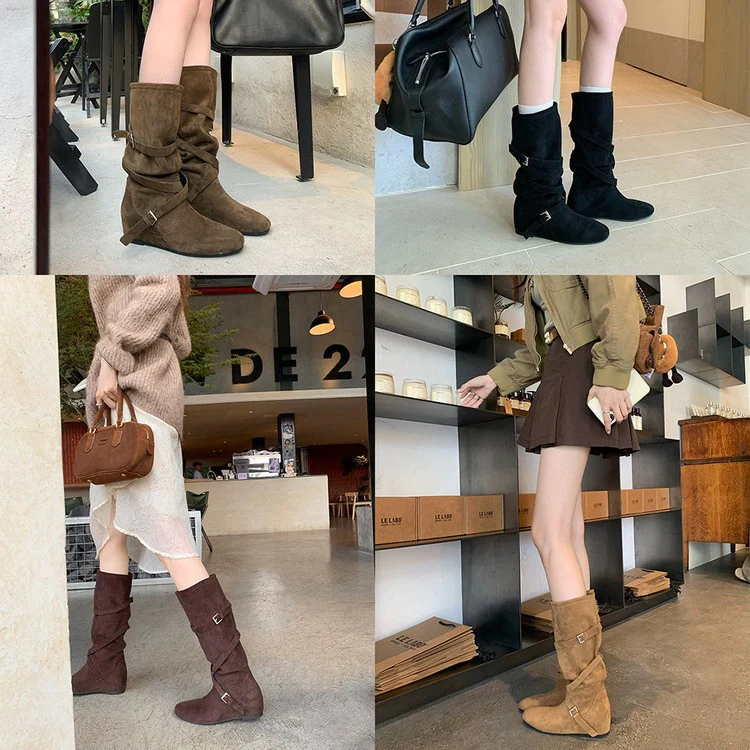 Damen Elegante Stiefel mit verstellbarem Riemen und komfortablem Fußbett Heidi Mode - Image 4