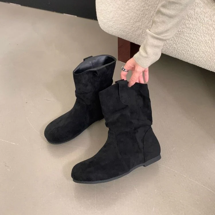 Damen Elegante Stiefel mit weichem Veloursleder und rutschfester Sohle Heidi Mode