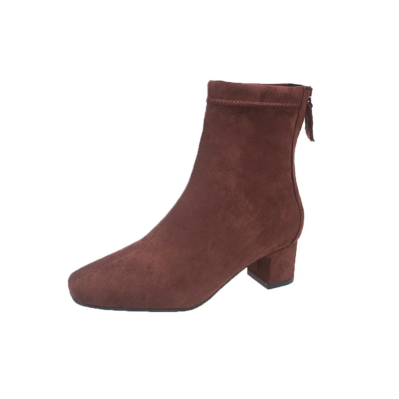 Damen elegante Stiefeletten mit blockiertem Absatz und feinem Wildlederfinish Heidi Mode - Image 6