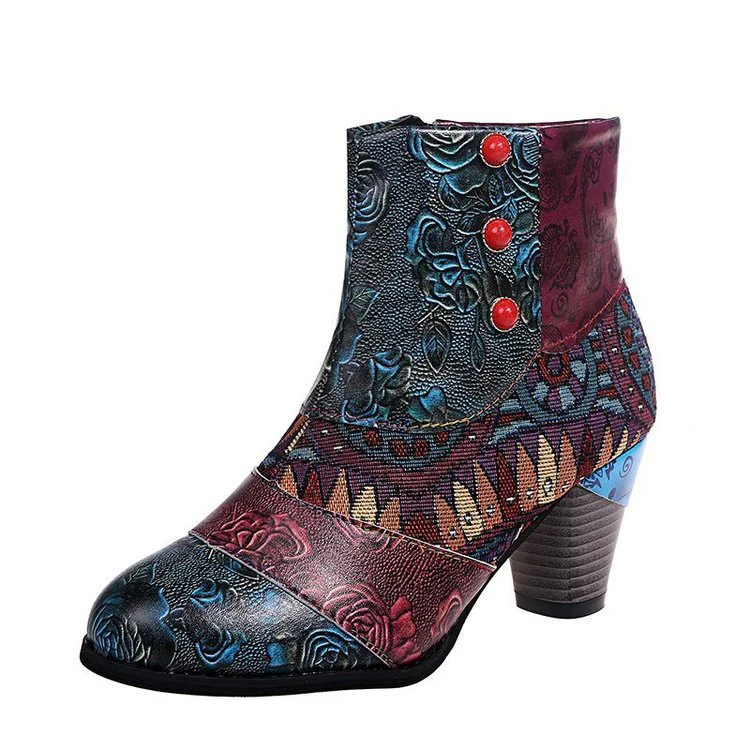 Damen Elegante Stiefeletten mit floralen Mustern und dekorativen Knöpfen Heidi Mode - Image 10