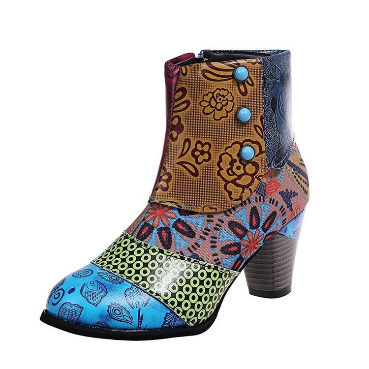 Damen Elegante Stiefeletten mit floralen Mustern und dekorativen Knöpfen Heidi Mode - Image 6