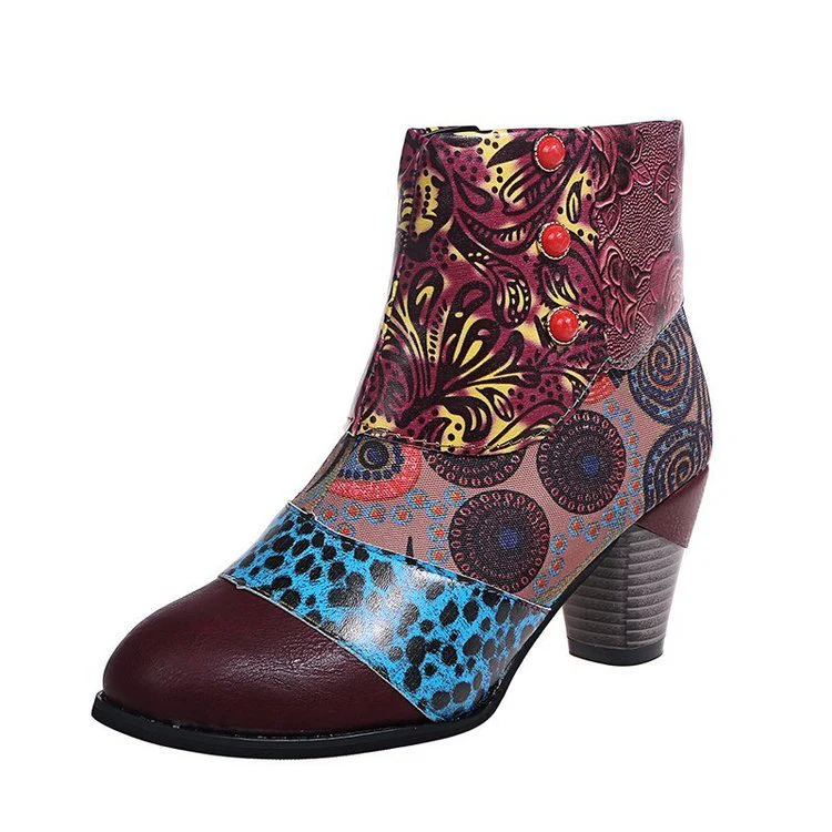 Damen Elegante Stiefeletten mit floralen Mustern und dekorativen Knöpfen Heidi Mode - Image 7