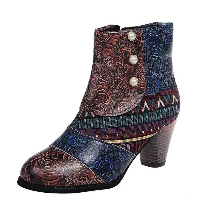 Damen Elegante Stiefeletten mit floralen Mustern und dekorativen Knöpfen Heidi Mode - Image 8