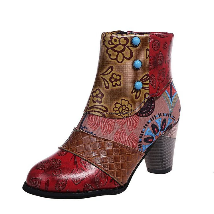 Damen Elegante Stiefeletten mit floralen Mustern und dekorativen Knöpfen Heidi Mode - Image 9