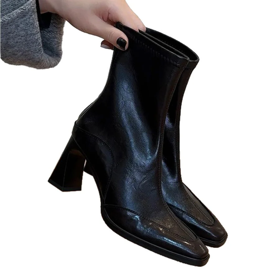 Damen elegante Stiefeletten mit hochmodischem Schnitt und robustem Blockabsatz Heidi Mode - Image 5