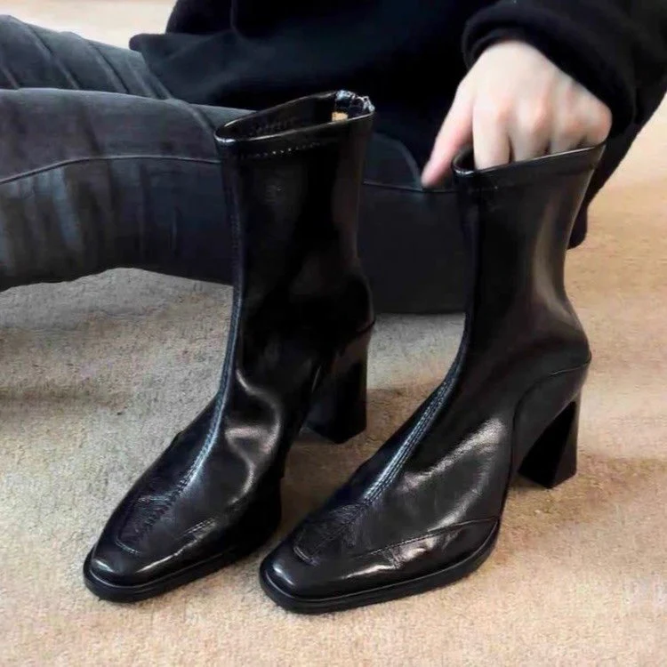 Damen elegante Stiefeletten mit hochmodischem Schnitt und robustem Blockabsatz Heidi Mode - Image 7