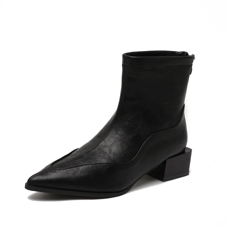 Damen elegante Stiefeletten mit modernem Blockabsatz und spitz zulaufender Schuhform Heidi Mode - Image 6