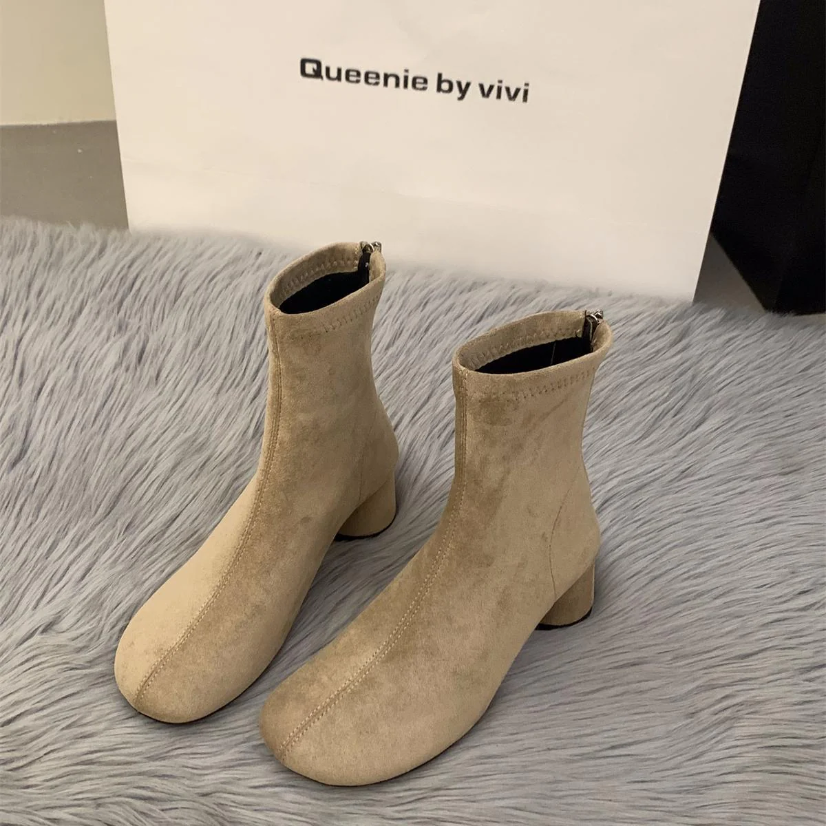 Damen Elegante Stiefeletten mit modischem Blockabsatz und Reißverschluss Heidi Mode - Image 3