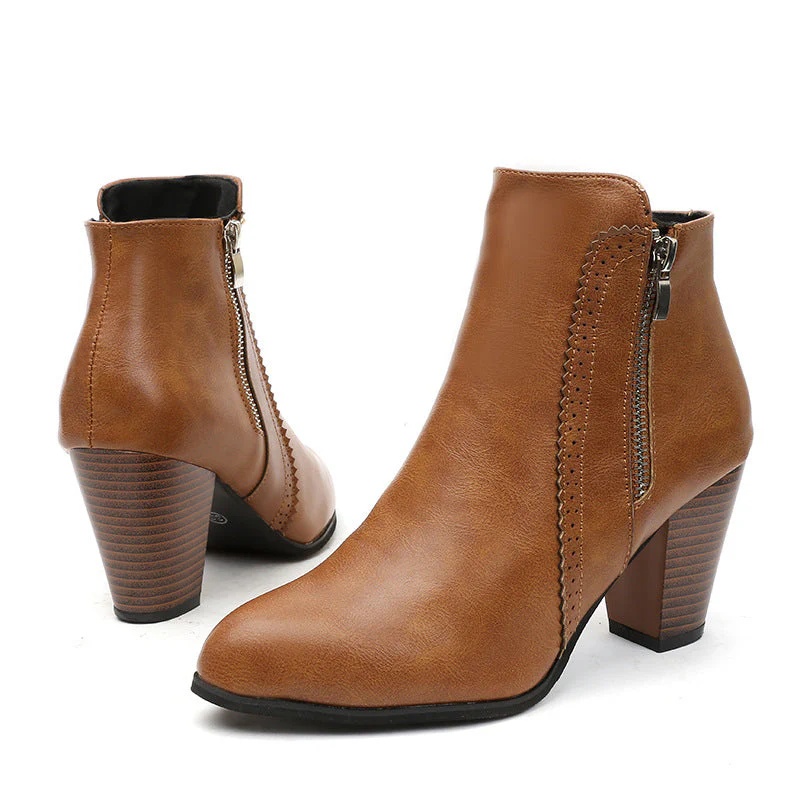 Damen Elegante Stiefeletten mit Modischem Reißverschluss und Hochwertiger Sohle Heidi-Mode - Image 3